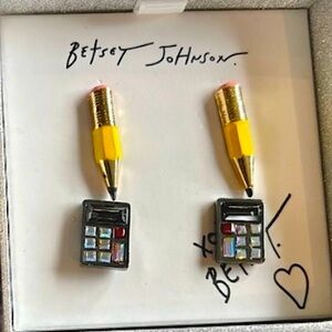 Betsey Johnson Pencil & Calculator Studs
